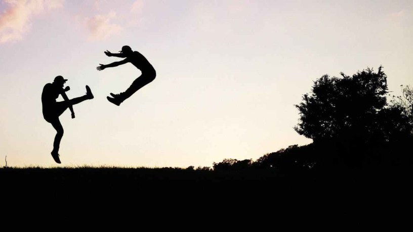 Kicking a person nto the skyline